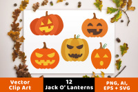 12 Jack O Lanterns Clipart Pumpkin Svg Halloween Clipart Halloween Pumpkin Clipart Fall Clipart By Digital Download Shop Thehungryjpeg Com