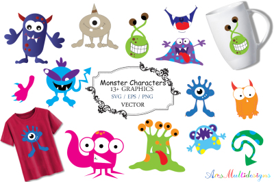 Monster characters &2F; cute monster SVG &2F; monster svg vector&2F; hand drawn monster SVG &2F; Eps &2F; Png &2F; monster clip art &2F; monster silhouette
