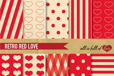 Vintage Backgrounds in Red: Love Collection 