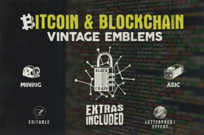 Bitcoin & Blockchain Vintage Emblems