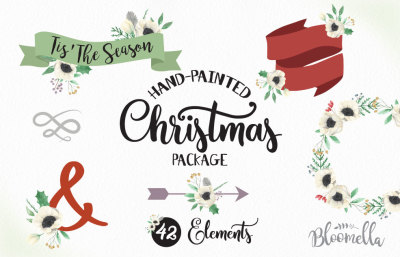 Christmas Red & Green Holidays Package Festive Watercolour Kit