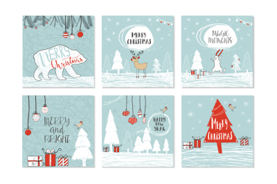 6 Christmas cards with lettering