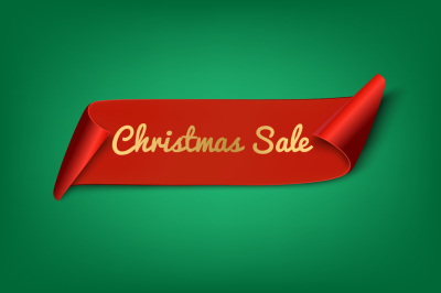 Christmas Sale. Red Ribbon