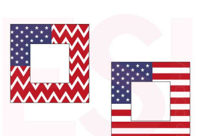 US Flag, Square Frames for monogram - SVG, DXF, EPS