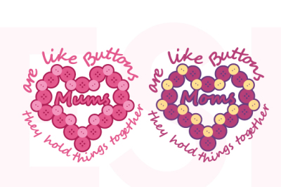 Mothers Day, Mums/Moms are like buttons Quote, SVG DXF EPS cut files.