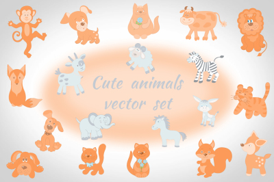 Cute animals vector set