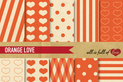 Vintage Backgrounds in Orange: Love Collection