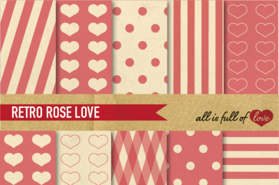 Vintage Backgrounds in Rose Pink: Love Collection