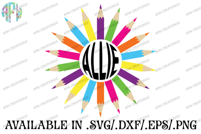 Pencil School Monogram - SVG, DXF, EPS Cut File