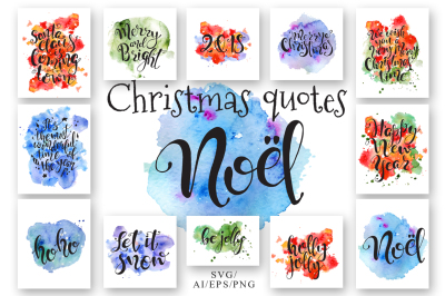 Christmas quotes Hand deawing lettering set