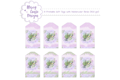 Watercolor Birds Printable Gift Tags set of 8