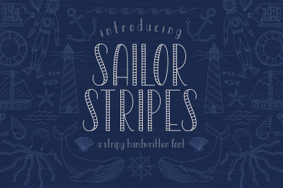 Sailor Stripes Font + Illustrations