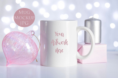 Christmas Mug Mockup - White and Pink