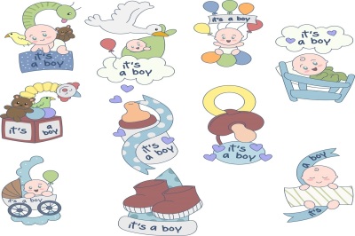 Oh my baby boy- Boy baby shower illustration clipart pack