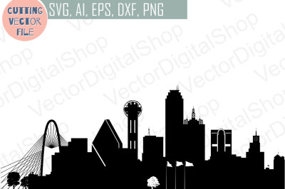 Dallas vector Texas USA skyline SVG, PNG, JPG, EPS, AI, DXF