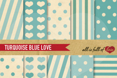 Vintage Backgrounds in Blue: Love Collection