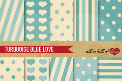 Vintage Backgrounds in Blue&3A; Love Collection