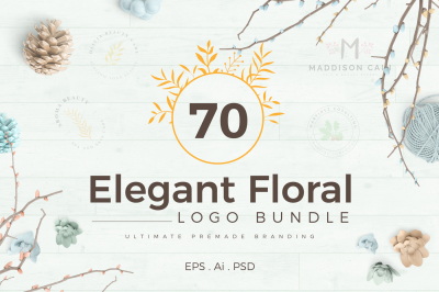 70 Elegant Floral Logo Bundle