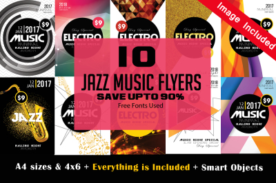 10 Jazz Music Flyer Bundle 