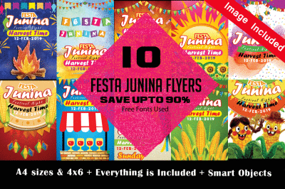 10 Festa Junina Flyer Bundle
