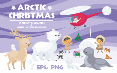 Arctic Christmas. Vector clip arts