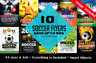 10 Soccer Flyer Template Bundle