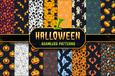 Halloween Seamless Patterns Set 1