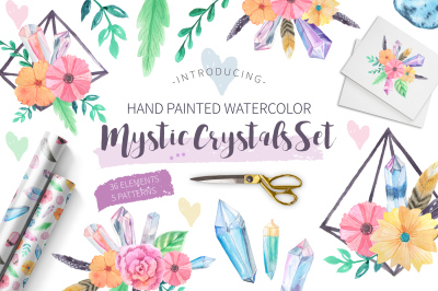 Watercolor Mystic Crystals Set