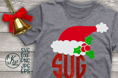 Santa hat svg, Santa hat monogram svg, Christmas svg, Holly berry, Santa Claus svg, Santa Cricut File, Santa dxf, Santa hat iron on, png