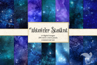 Watercolor and Stardust Digital Paper