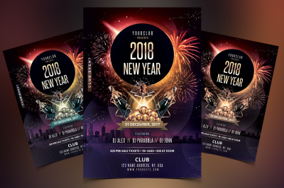 2018 New Year - NYE PSD Flyer Template