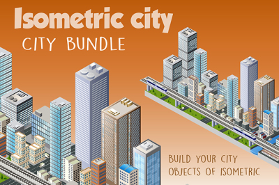 Isometric set of the modern 3D city