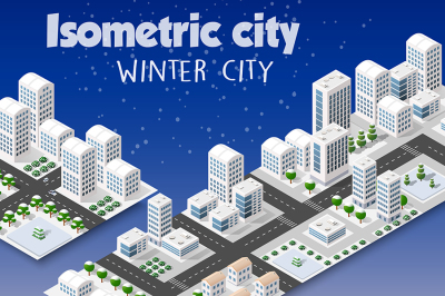 3D city winter landscape