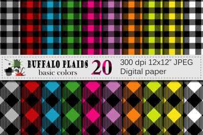 Buffalo Plaid Basic Colors Digital Paper 