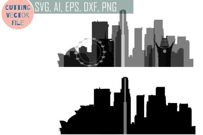 Los Angeles vector California USA skyline SVG, PNG, JPG, EPS, AI, DXF