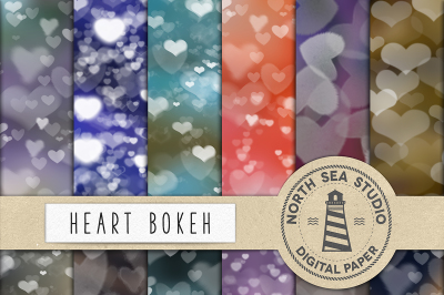 Hearts Bokeh Digital Paper