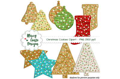 Christmas Cookies Clipart with sprinkles and frosting