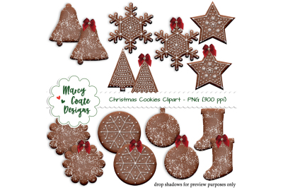 Chocolate Christmas Cookies with frosting or powdered sugar