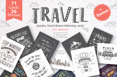 Travel hand drawn postcards/banners.