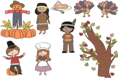 Its time for Thanks Giving illustration clipart pack