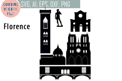 Florence vector  Italy Landmarks SVG, PNG, JPG, EPS, AI, DXF