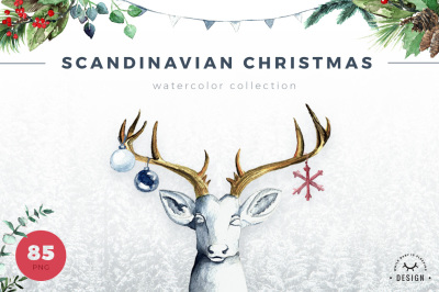 Watercolor Scandinavian Christmas