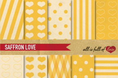 Vintage Backgrounds in Yellow: Love Collection Digital Paper