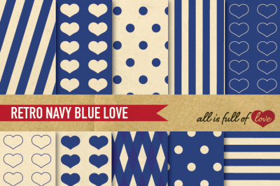 Vintage Backgrounds in Navy Blue: Love Collection 
