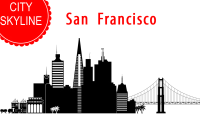 San Francisco vector  California USA skyline SVG, PNG, JPG, EPS, AI, DXF