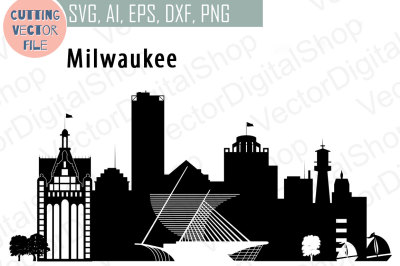 Milwaukee vector Wisconsin USA skyline SVG, PNG, JPG, EPS, AI, DXF