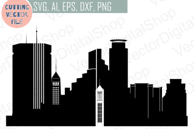 Minneapolis vector Minnesota USA skyline SVG, PNG, JPG, EPS, AI, DXF