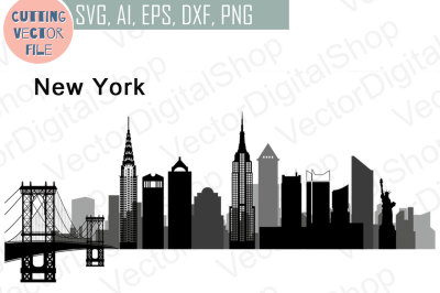 New York vector USA skyline SVG, PNG, JPG, EPS, AI, DXF