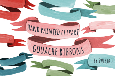 Hand painted gouache ribbons, banners