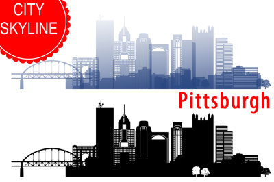 Pittsburgh vector, Pennsylvania, USA skyline SVG, PNG, JPG, EPS, AI, DXF